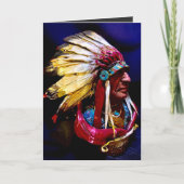Native "Hunkpapa Chief" Folded Greeting Card カード (正面)