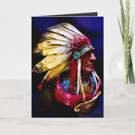 Native "Hunkpapa Chief" Folded Greeting Card カード