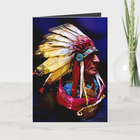 Native "Hunkpapa Chief" Folded Greeting Card カード (正面)