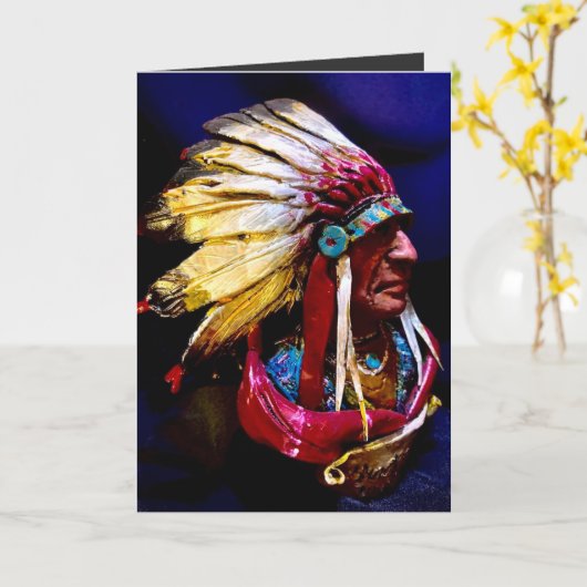 Native "Hunkpapa Chief" Folded Greeting Card カード (黄色い花)