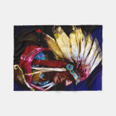 Native " Hunkpapa Chief" original art  フリースブランケット (正面(横))