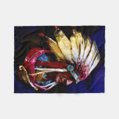 Native " Hunkpapa Chief" original art  フリースブランケット (正面(横))