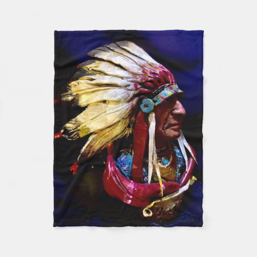 Native " Hunkpapa Chief" original art  フリースブランケット (正面)