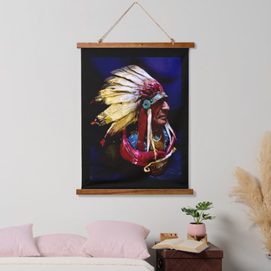 Native "Hunkpapa Chief "original art 吊り下げ型タペストリー (寝室)