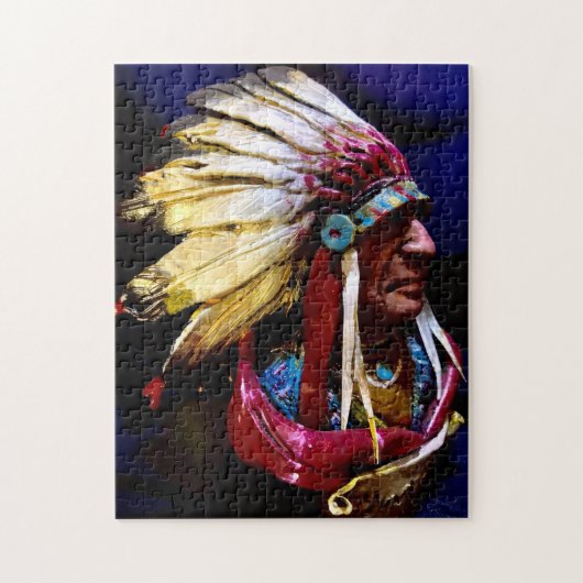 Native "Hunkpapa Chief" rare original art Puzzle ジグソーパズル (縦)