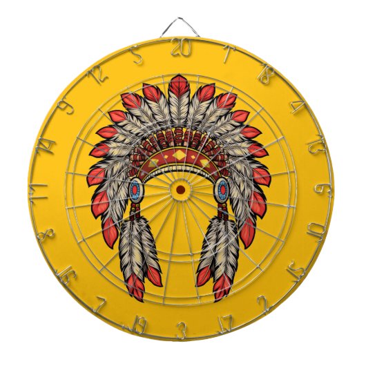 “Native Indian Chief Headdress” Dart Board ダーツボード (正面)