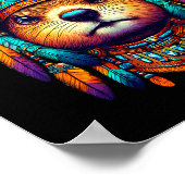 Native Indian Groundhog Native American Indian Fea ポスター (角)