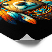 Native Indian Groundhog Native American Indian Fea ポスター (角)