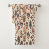 Native-Inspired Bath Towel Tribal Feather Pattern バスタオルセット (インサイチュ)