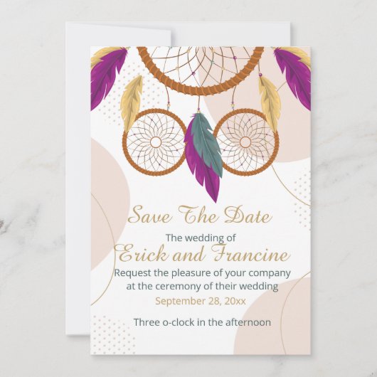 Native Inspired Dreamcatcher Wedding Save the Date セーブザデート (正面)