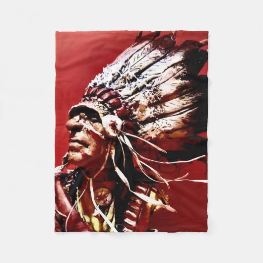 Native "Nez Perce Chief" original art  フリースブランケット (正面)