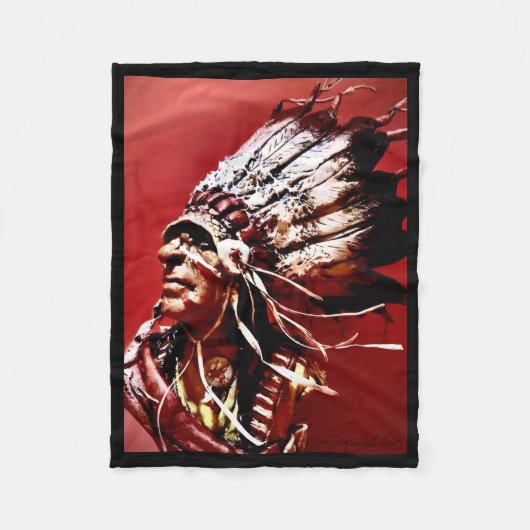 Native "Nez Perce Chief" original art  フリースブランケット (正面)