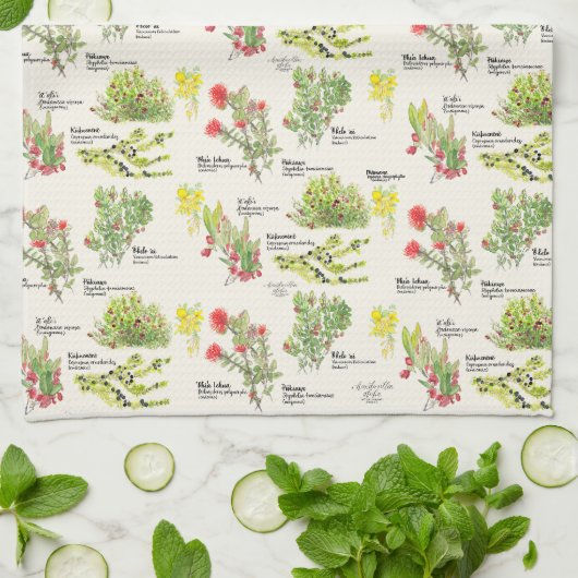 Native Plants Hawaii Volcano Trail Kitchen Towels キッチンタオル (折り畳み)