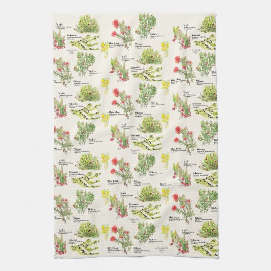 Native Plants Hawaii Volcano Trail Kitchen Towels キッチンタオル (縦)