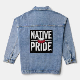 Native Pride – Indigenous Drum Heritage Symbol デニムジャケット