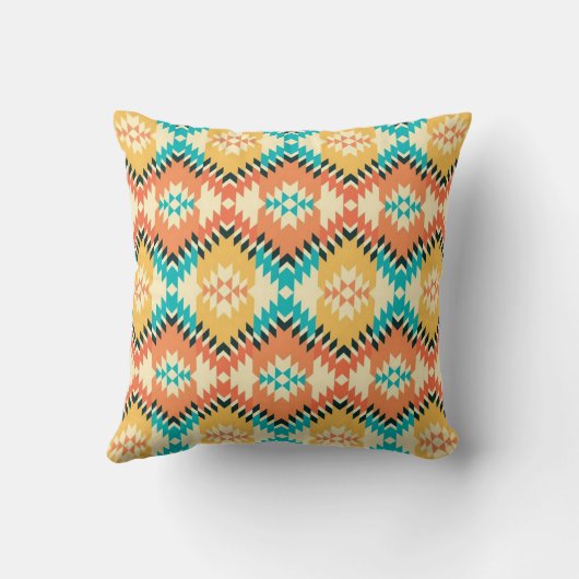 Native Print 16x16 Throw Pillow クッション (裏面)