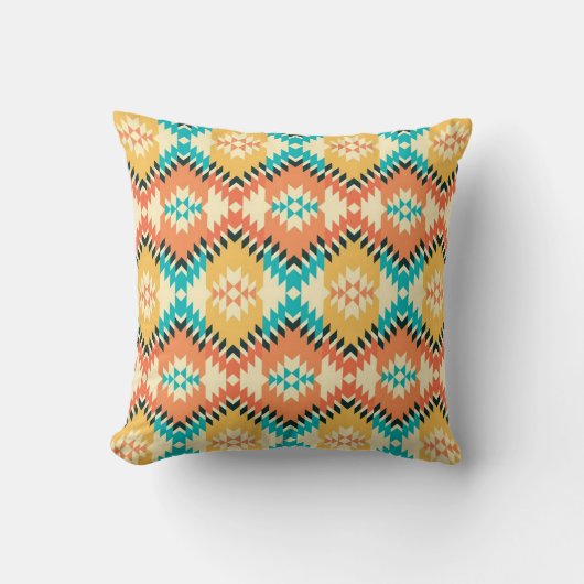Native Print 16x16 Throw Pillow クッション (正面)