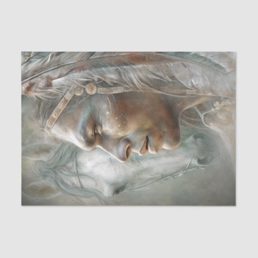 Native Warrior Profile & Horse Decoupage 薄葉紙 (正面)