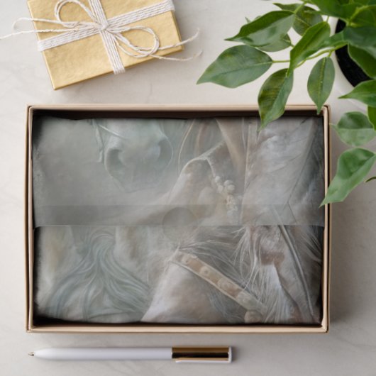 Native Warrior Profile & Horse Decoupage 薄葉紙 (ギフト)