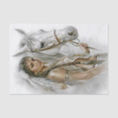 Native Woman & White Horse Decoupage 薄葉紙 (正面)