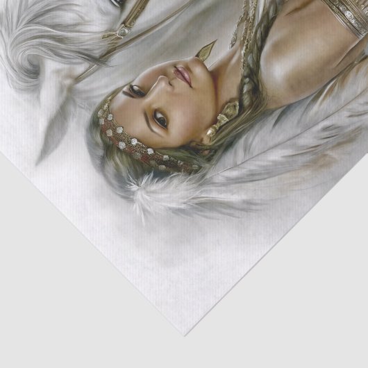 Native Woman & White Horse Decoupage 薄葉紙 (詳細)