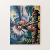 Native Woman With Bison ジグソーパズル (縦)