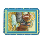 NATIVITY ANIMALS IN STABLE, OX, DONKEY & SHEEP マグネット (横)