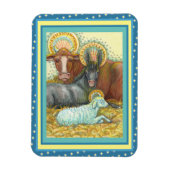 NATIVITY ANIMALS IN STABLE, OX, DONKEY & SHEEP マグネット (縦)