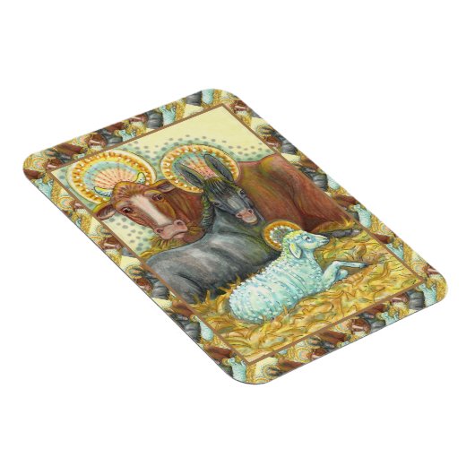NATIVITY ANIMALS IN STABLE, OX, DONKEY & SHEEP マグネット (右側)
