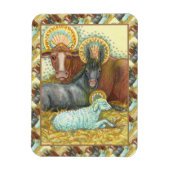 NATIVITY ANIMALS IN STABLE, OX, DONKEY & SHEEP マグネット (縦)