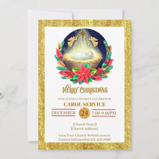 Nativity Carol Service Christmas Invitation シーズンカード (正面)