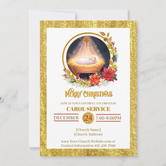 Nativity Carol Service Christmas Invitation シーズンカード (正面)