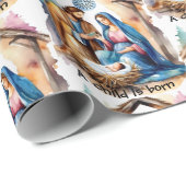 Nativity Christmas Baby Jesus, A Child Is Born ラッピングペーパー (ロールコーナー)