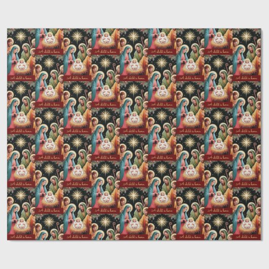 Nativity Christmas Baby Jesus, A Child Is Born ラッピングペーパー (フラット)