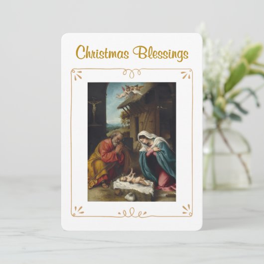 Nativity Christmas Blessings Religious シーズンカード (スタンド正面)