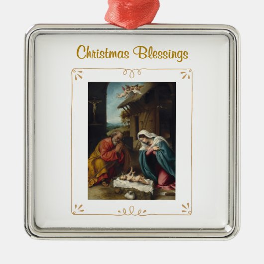 Nativity Christmas Blessings Religious Ornament メタルオーナメント (正面)