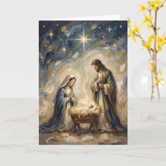 Nativity Christmas Card カード (黄色い花)