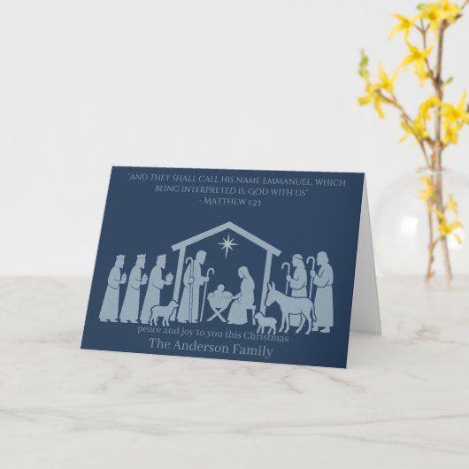 Nativity Christmas Card – Emmanuel God With Us カード (黄色い花)