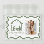 Nativity Christmas Greeting, Holiday Family Photo シーズンカード (正面/裏面)