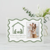 Nativity Christmas Greeting, Holiday Family Photo シーズンカード (スタンド正面)