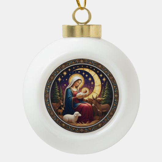 Nativity Christmas Ornament – Double-Sided セラミックボールオーナメント (正面)