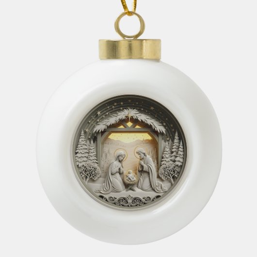 Nativity Christmas Ornament – Holy Family 1 セラミックボールオーナメント (正面)