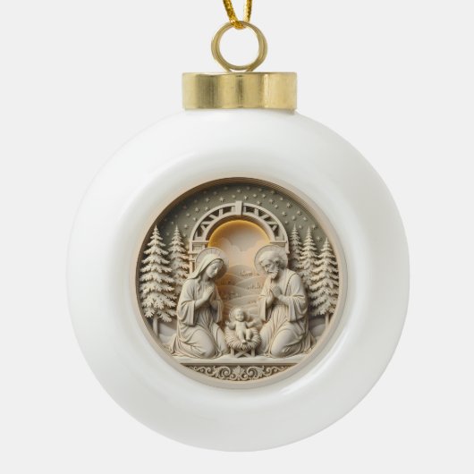 Nativity Christmas Ornament – Holy Family 2 セラミックボールオーナメント (正面)