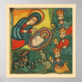 NATIVITY CHRISTMAS PARCHMENT ,ADORATION OF MAGI ポスター (正面)