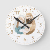 Nativity Christmas Wall Clock Home Decor ラウンド壁時計 (正面)