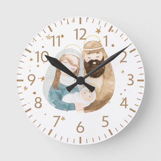 Nativity Christmas Wall Clock Home Decor ラウンド壁時計 (正面)