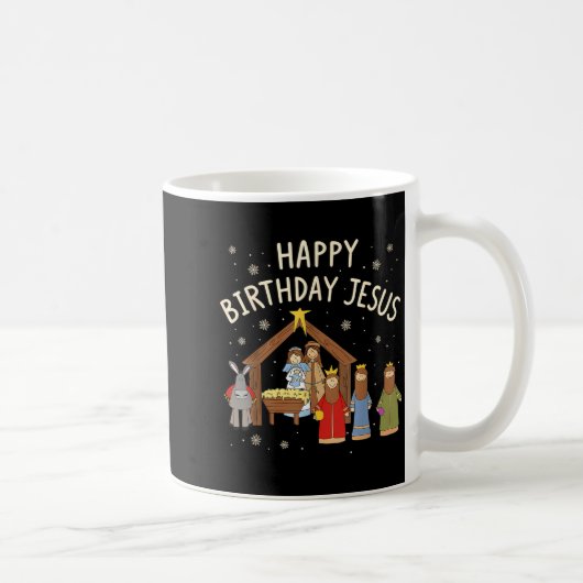 Nativity Happy Birthday Jesus Christmas Christian  コーヒーマグカップ (右)