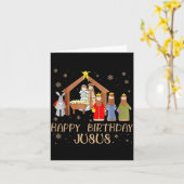 Nativity Happy Birthday Jesus Christmas Nativity C カード (黄色い花)
