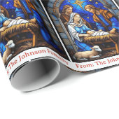 Nativity Holy Family Add Your Text Christmas Gift ラッピングペーパー (ロールコーナー)