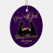 Nativity Manger Glory To God Purple セラミックオーナメント (右)